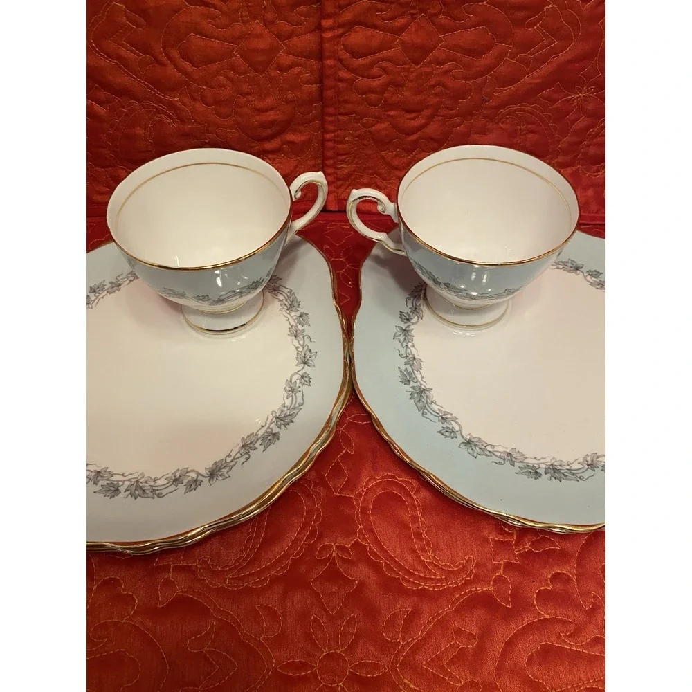 Tuscan Fine‎ English Bone China Tea Cup Lunch/Snack Plate Set  8-Pc Aristocrat